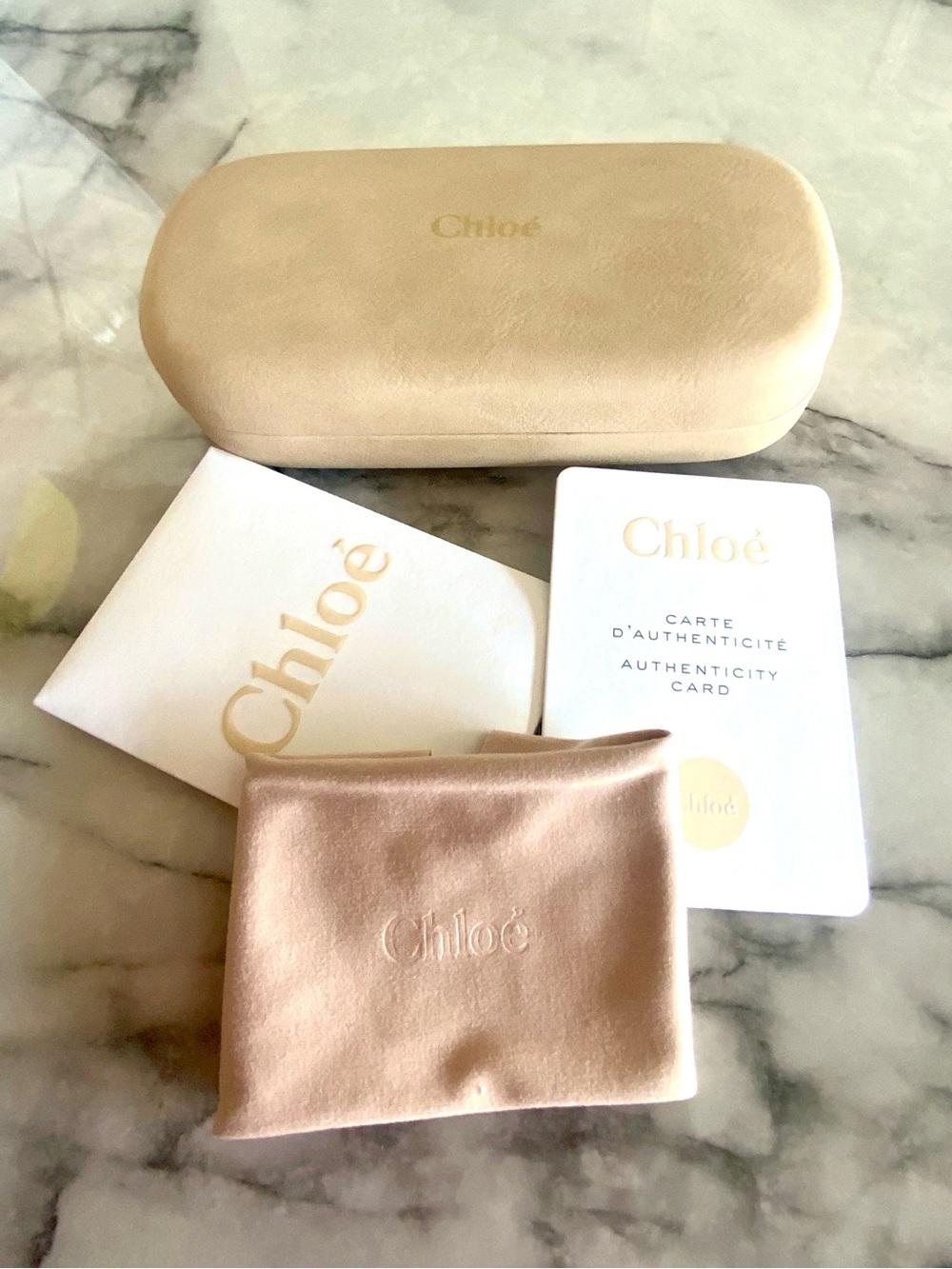 Chloé Beige/Taupe Sunglasses Case with Branded Pouch and Authenticity Card